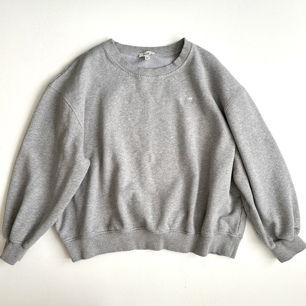 For Love & Lemons Alex Flower Gray Sweatshirt Size Large